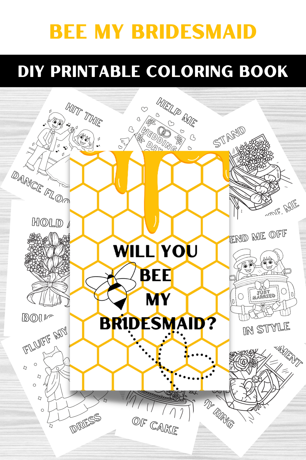 BEE My Bridesmaid Printable Coloring Book