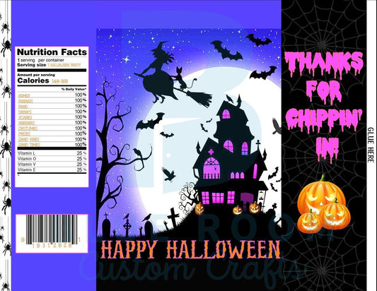 HALLOWEEN CHIP BAGS - Digital Chip Bag Template - Halloween Treat Favor Bags - Gift For Halloween - Instant Download Printable Chip Bags